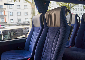 Interior of a charter bus
