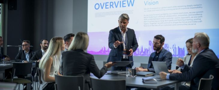 people at a corporate meeting