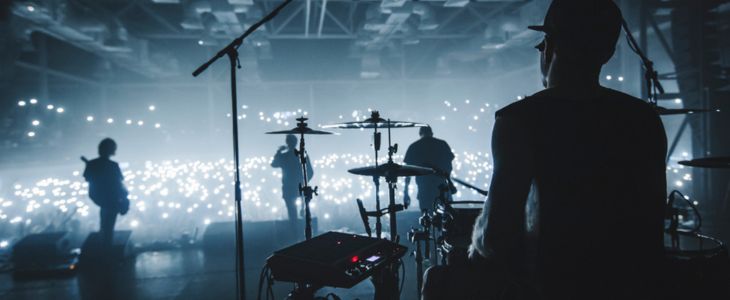 a band plays a show